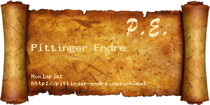 Pittinger Endre névjegykártya